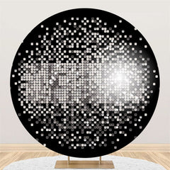 Lofaris Sliver And Black Bokeh Round Birthday Party Backdrop