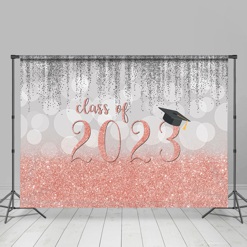 Lofaris Silver And Pink Bokeh Glitter Class Of 2023 Backdrop