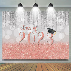 Lofaris Silver And Pink Bokeh Glitter Class Of 2023 Backdrop