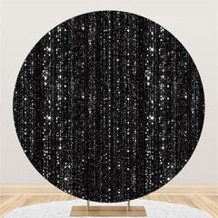 Lofaris Silver Bokeh Glitter And Black Round Birthday Backdrop