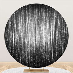 Lofaris Silver Bright Glitter Round Black Birthday Backdrop