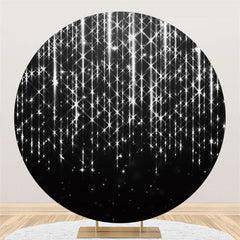 Lofaris Silver Bright Star Round Black Birthday Party Backdrop