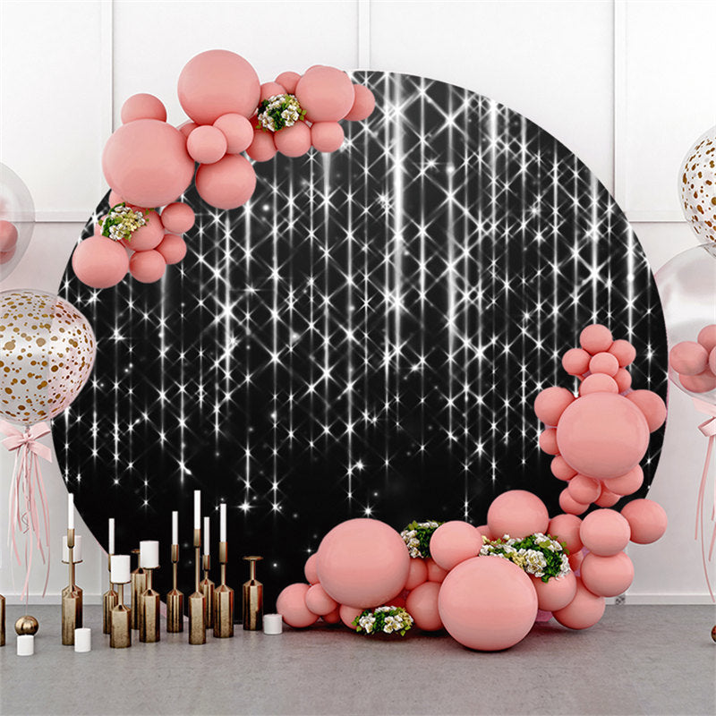 Lofaris Silver Bright Star Round Black Birthday Party Backdrop