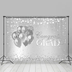 Lofaris Silver Diamonds And Ballons Bokeh Congrats Grad Backdrop