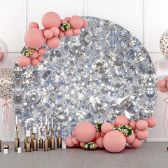 Lofaris Sliver Glitter Diamond Party Round Backdrop Cover