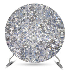 Lofaris Sliver Glitter Diamond Party Round Backdrop Cover