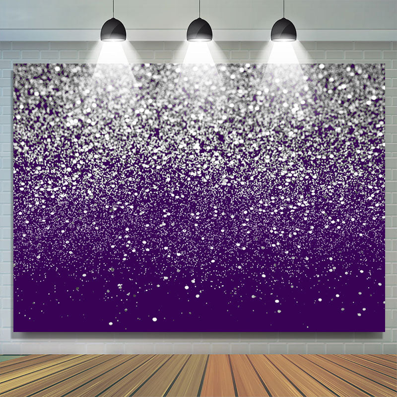 Lofaris Silver Glitter Purple Birthday Party Decoration Backdrop