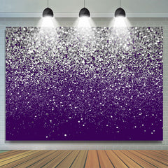 Lofaris Silver Glitter Purple Birthday Party Decoration Backdrop