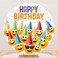 Lofaris Smiling Face Circle Happy Birthday Backdrop For Party