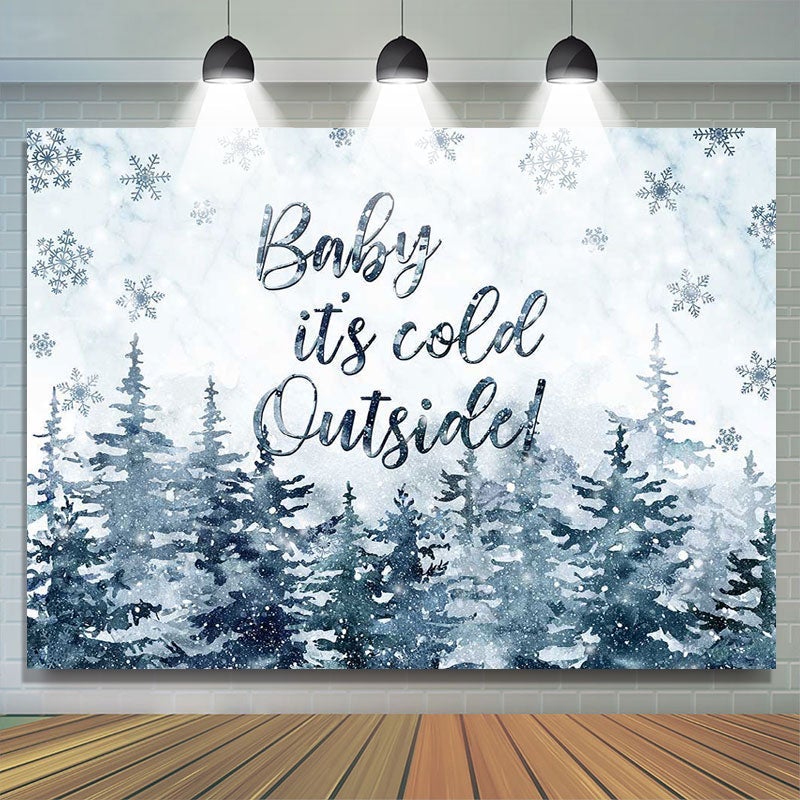 Lofaris Snowflake Forest Winter Photo Backdrop for Baby Shower