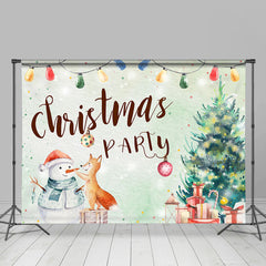 Lofaris Snowman and Fox Xmas Tree Christmas Party Backdrop