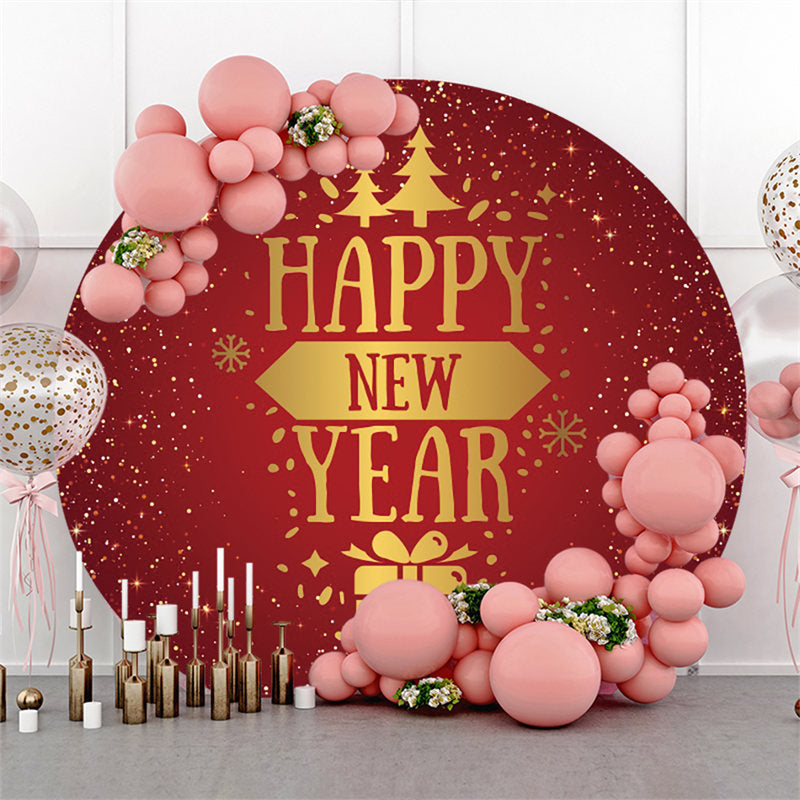 Lofaris Snowy Dots Gifts Happy New Year Round Holiday Backdrop