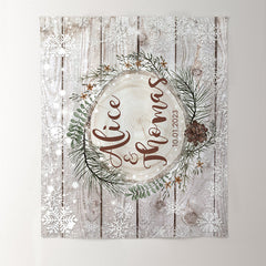 Lofaris Snowy Winter Falling In Love Wooden Backdrop For Couple