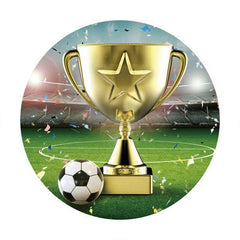 Lofaris Soccer Champion Round Baby Shower Backdrop For Boy