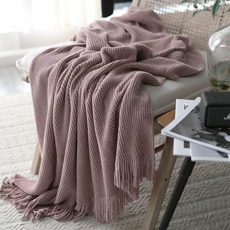 Lofaris Soft Knitted Corrugated Blanket For Autumn And Winter On Sofa Bed