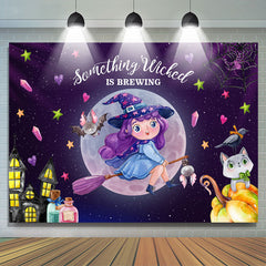 Lofaris Something Wicked Is Brewing Halloween Baby Shower Backdrop