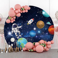 Lofaris Space Astronaut Birthday Round Backdrop For Boy