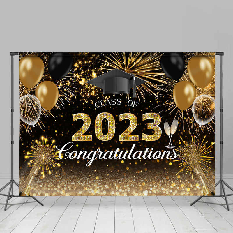 Lofaris Spark Gold Congrats Class Of 2023 Grad Party Backdrop