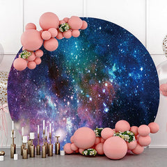 Lofaris Starry Night Sky Glitter Circle Happy Birthday Backdrop