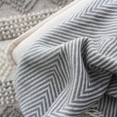 Lofaris Stripe Grey Bed Throw Blanket Warm Knit for Sofa