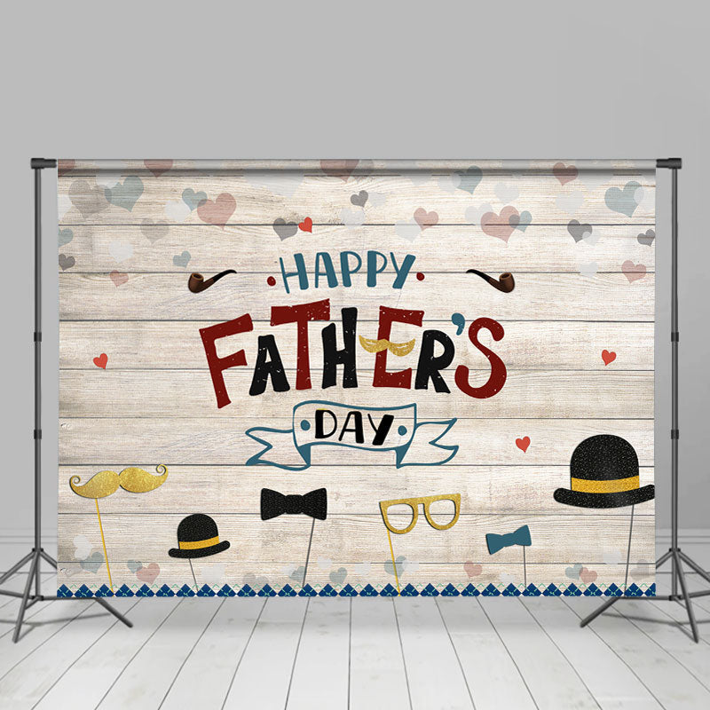 Lofaris Stripe Wooden Hat Heart Happy Fathers Day Backdrop