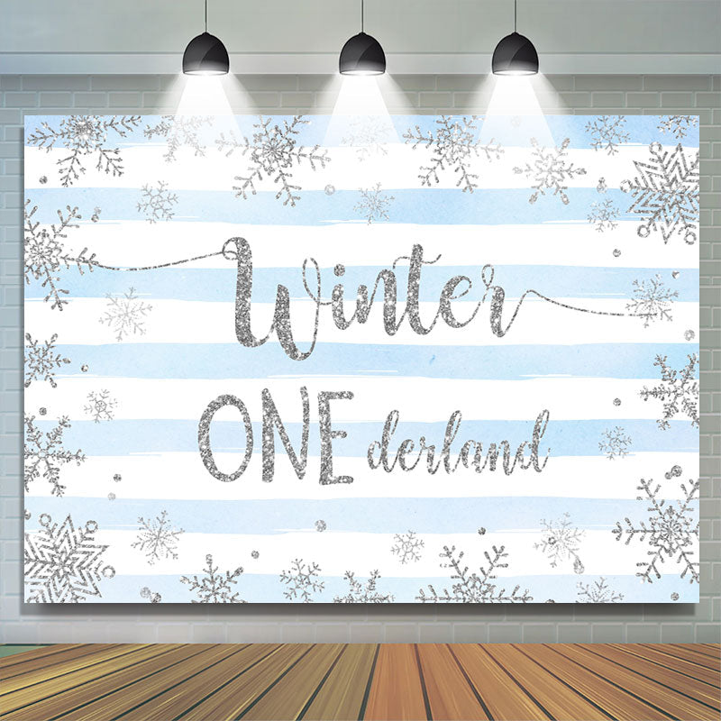 Lofaris Striped And Blue Winter 1 Decland Birthday Backdrop