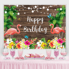 Lofaris Summer Flamingo Butterfly Birthday Photo Backdrop for Decor