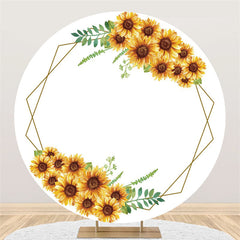 Lofaris Sun Flower Geometry Pattern Round Birthday Backdrop