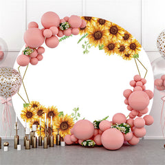 Lofaris Sun Flower Geometry Pattern Round Birthday Backdrop