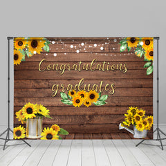 Lofaris Sunflower And Glitter Congratulation Graduate Backdrop