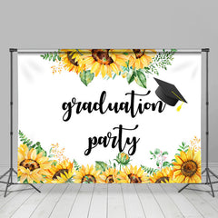 Lofaris Sunflower And Green Leaves Graduation Party Backdrop
