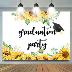 Lofaris Sunflower And Green Leaves Graduation Party Backdrop