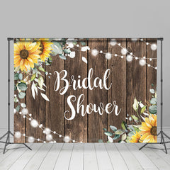 Lofaris Sunflower With Leaves Wooden Bridal Shower Backdrop