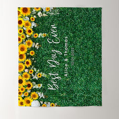 Lofaris Sunflowers And Green Leaves Wedding Party Backdrop