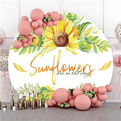 Lofaris Sunflowers Are On The Way Round Baby Shower Backdrop