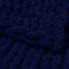 Lofaris Super Soft Dark Blue Handmade Throw Chunky Knit Blanket For Bedroom