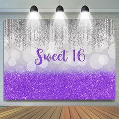 Lofaris Sweet 16 Purple and Gray Glitter Bokeh Birthday Backdrop