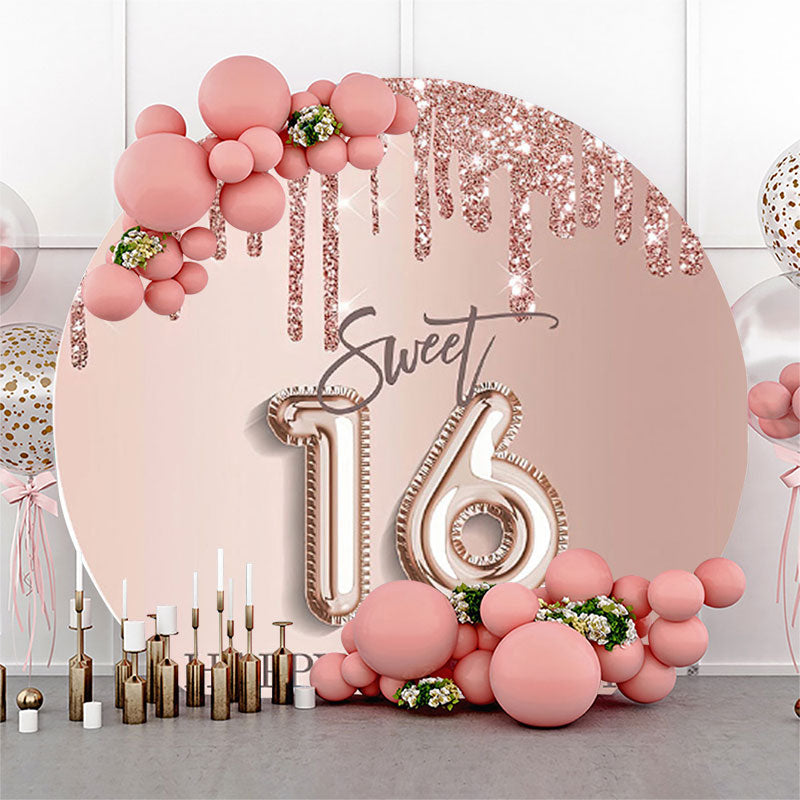 Lofaris Sweet 16 Rose Pink Birthday Round Backdrop Cover