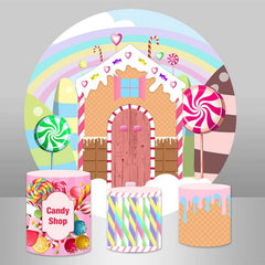 Lofaris Sweet Chocolate House Round Birthday Backdrop Kit