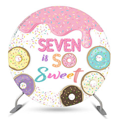 Lofaris Sweet Donuts Circle 7th Birthday Backdrop For Girls