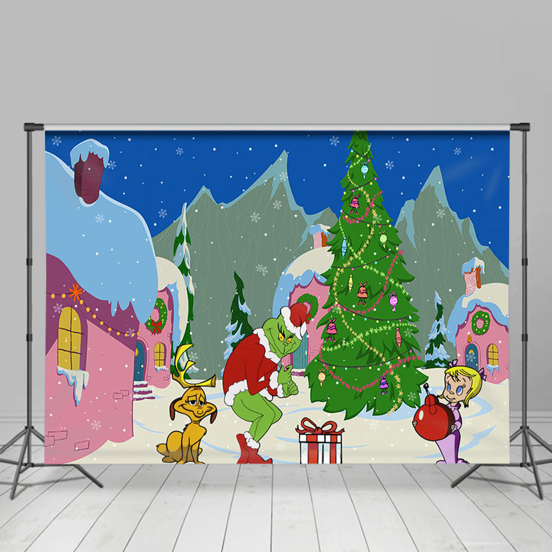 Lofaris Sweet Lovely Cartoon Grinch Whoville Backdrop