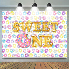 Lofaris Sweet One With Donuts Theme Happy Birthday Backdrop