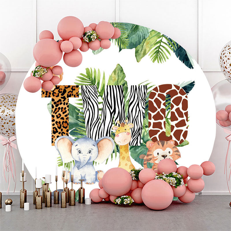 Lofaris Sweet Woodland Animals Round 2nd Birthday Backdrop