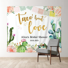 Lofaris Taco Bout Love Cactus and Floral Bridal Shower Backdrop