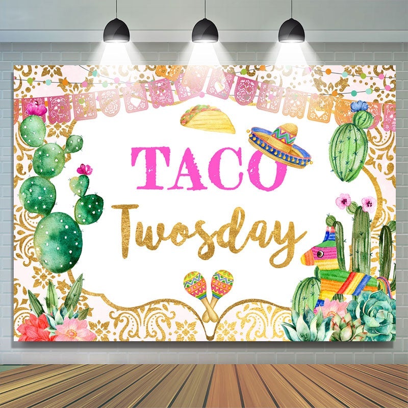 Lofaris Taco Twosday Mexican Fiesta Birthday Party Backdrop