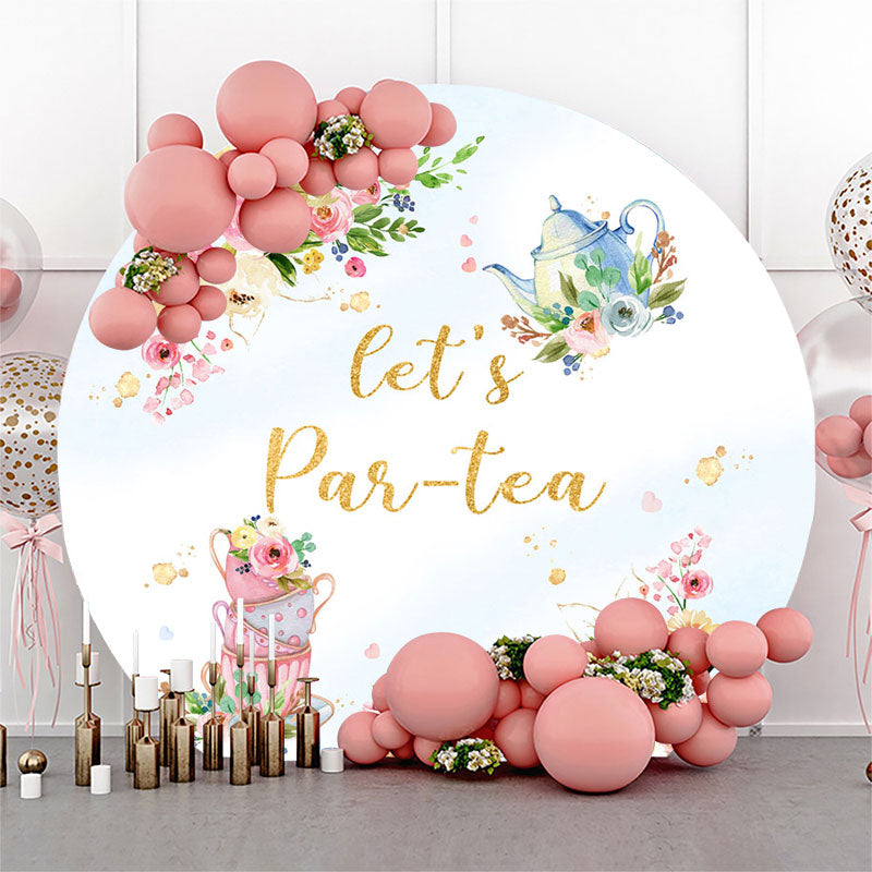 Lofaris Teapot Floral Lets Par-tea Round Backdrop For Party