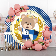 Lofaris The Bear Is Holding A Shield Baby Shower Round Backdrop