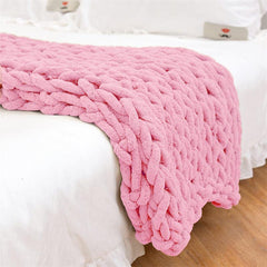 Lofaris Pink Handmade Super Warm And Soft Chunky Knit Blanket