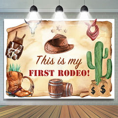 Lofaris This Is My First Rodeo Cow Boy Happy Birthday Backdrop