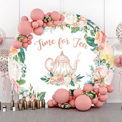 Lofaris Time For Tea Pink Floral Teapot Circle Backdrop